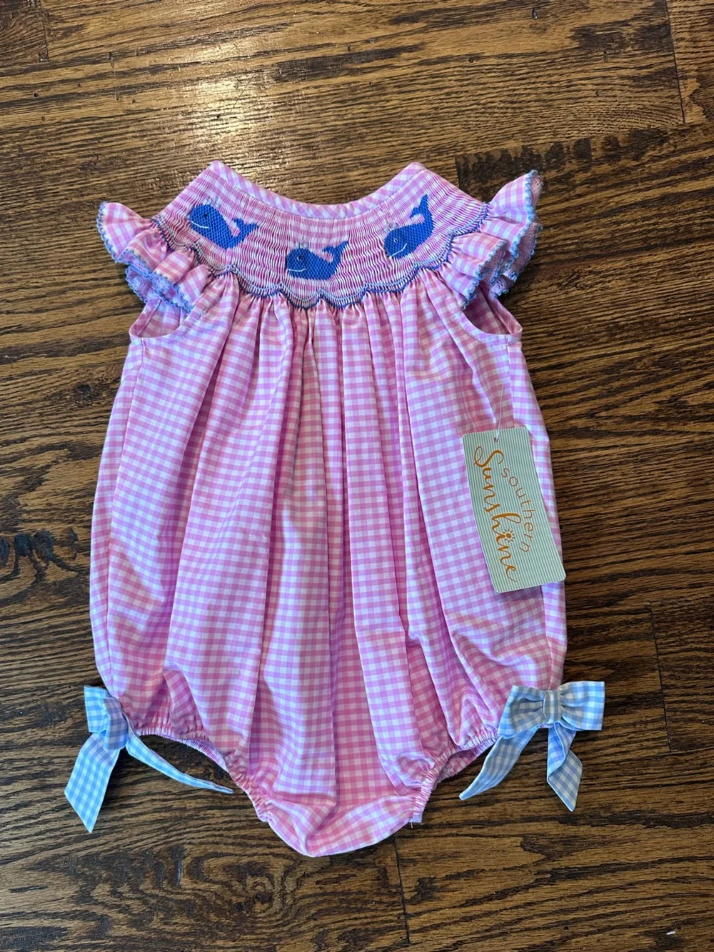 Pink Gingham Girls' Smocked Bubble Top